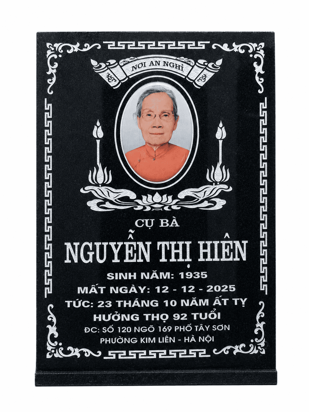 Bia mộ có ảnh - mẫu thiết kế 9 của Cơ Sở Trần Lưu