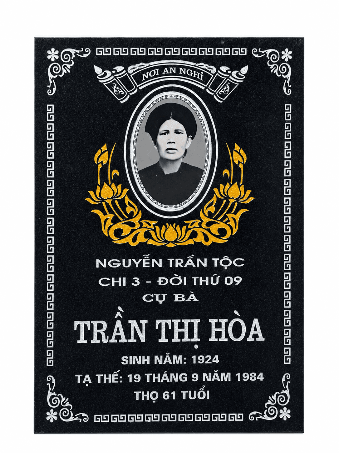 Bia mộ có ảnh - mẫu thiết kế 11 của Cơ Sở Trần Lưu