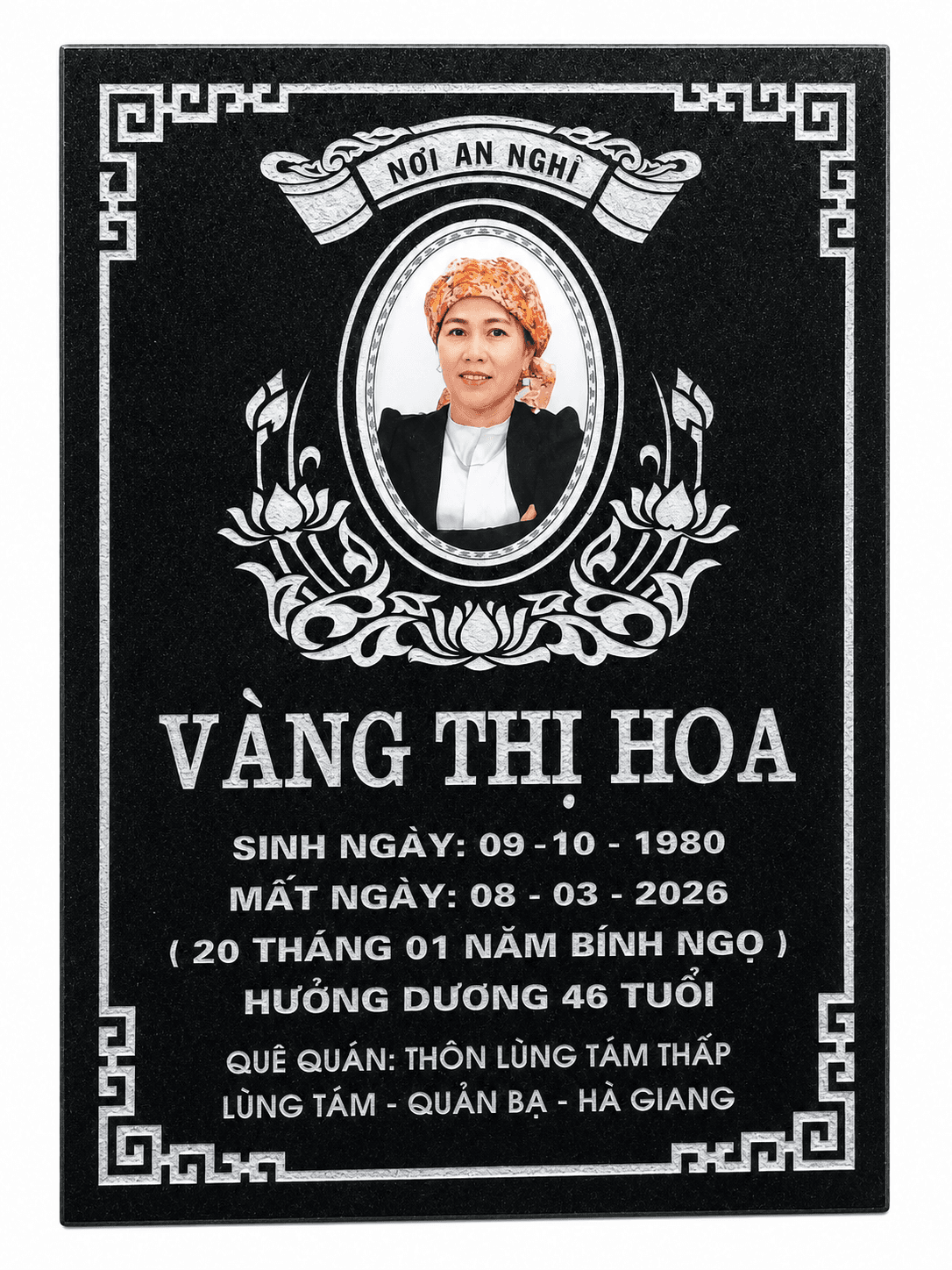 Bia mộ có ảnh - mẫu thiết kế 3 của Cơ Sở Trần Lưu
