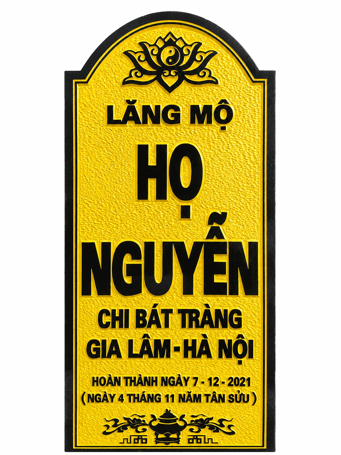Bia mộ chữ nổi khắc tay - mẫu thiết kế 3 của Cơ Sở Trần Lưu