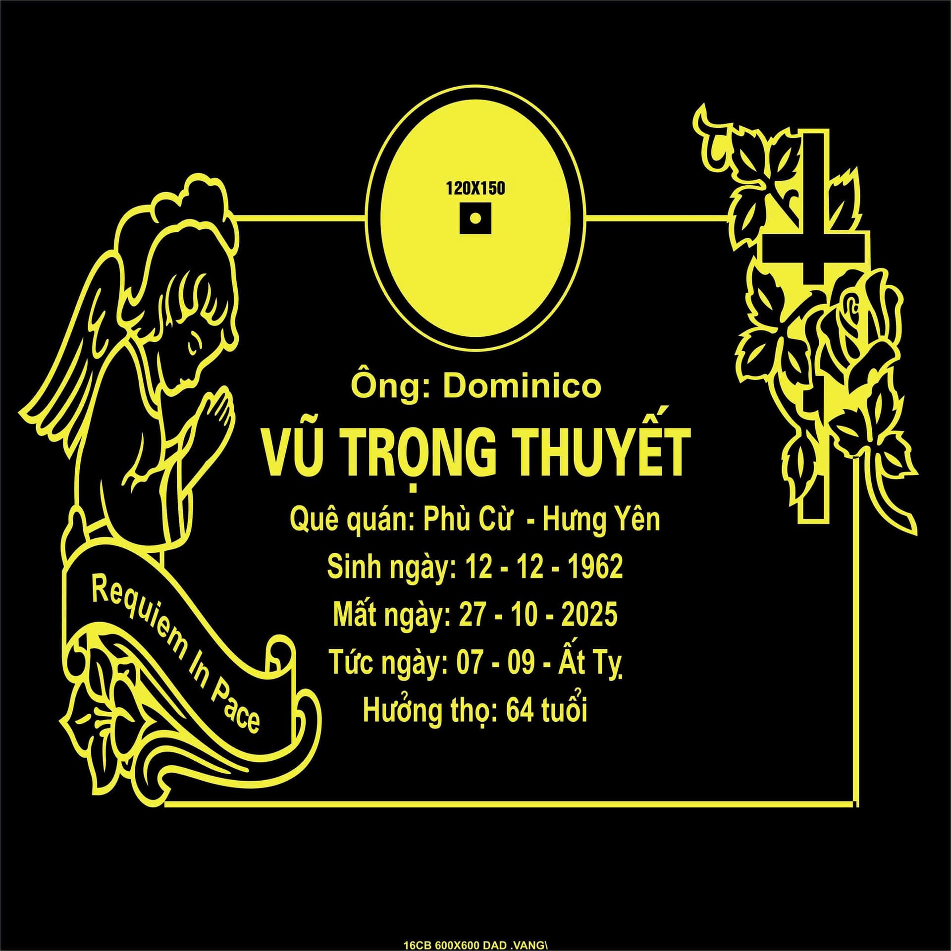 Bia mộ bên đạo - mẫu thiết kế 4 của Cơ Sở Trần Lưu